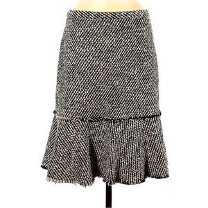 J. Crew Black & Gold Metallic Flared Tweed Wool Blend Skirt S